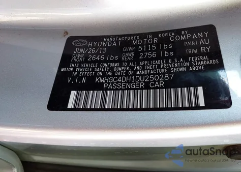 2013 Hyundai Genesis 5.0 R-Spec из США, поврежденный, VIN KMHGC4DH1DU250287